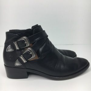 Frye Ray Western Shootie Ankle Boots Leather Black Size 6M   SKU#S2
